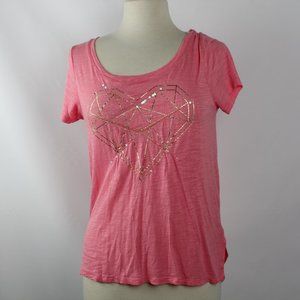 Live Love Dream pink graphic t-shirt top XS